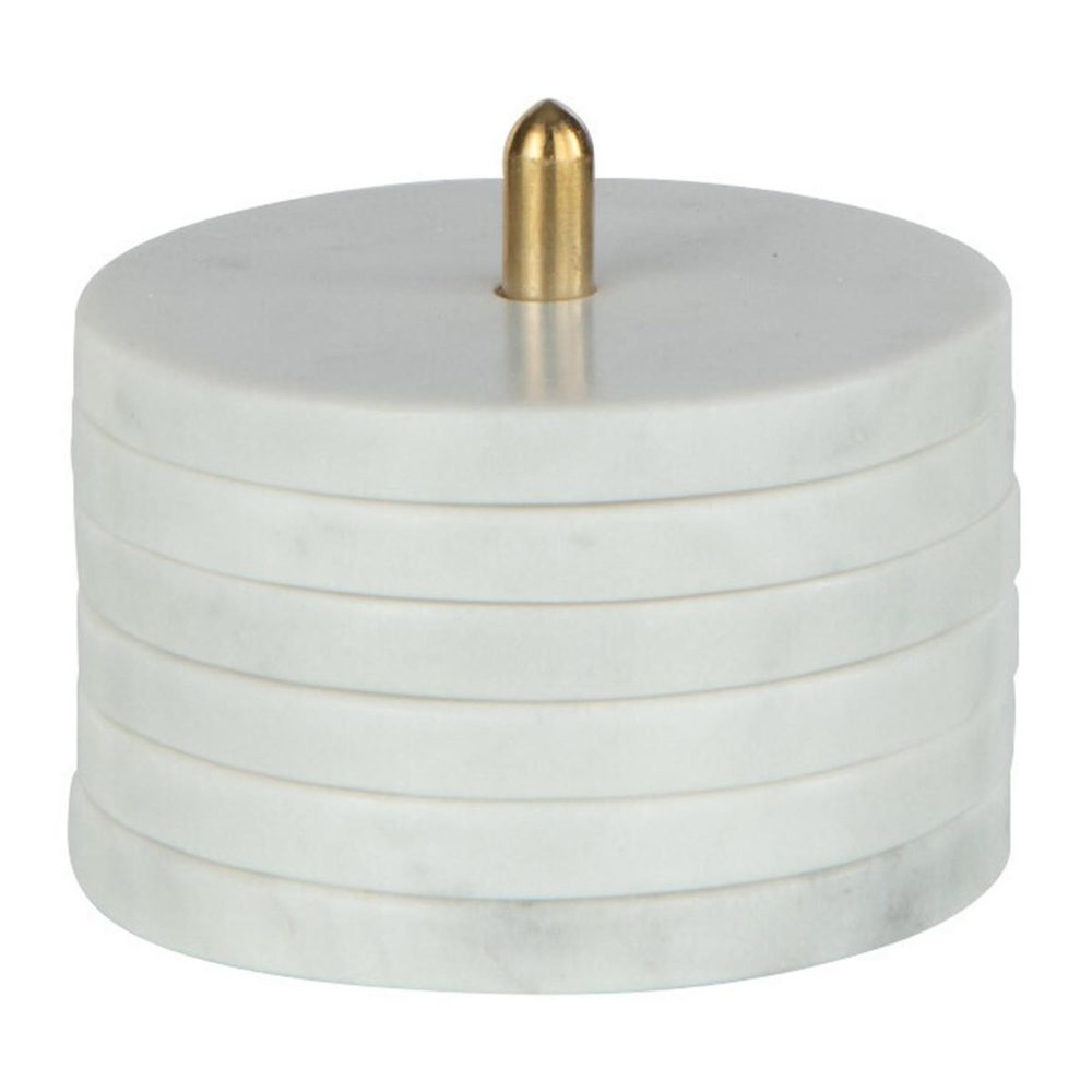 Lot de 6 dessous de verre marbre 12cm blanc, par J-LINE