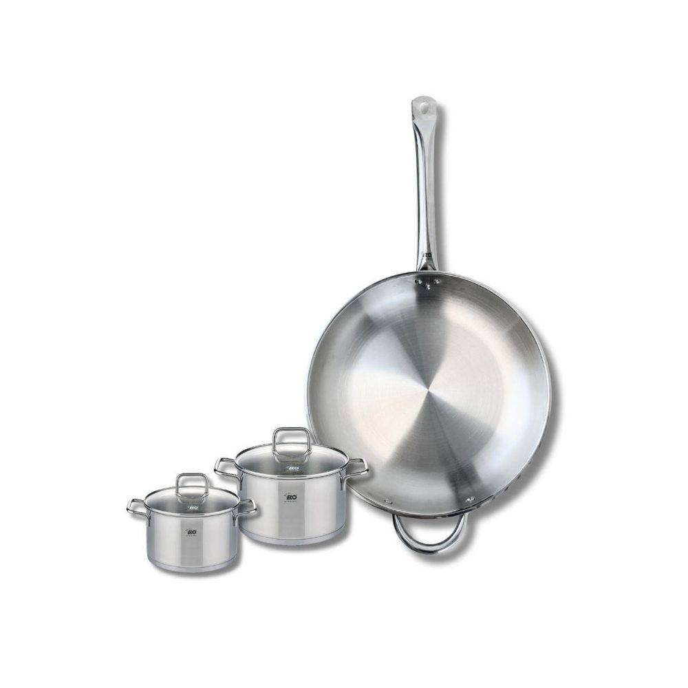 ELO | Ensemble de 1 poêle de cuisson 32 cm et 2 faitouts 12 et 14 cm elo profi citrin